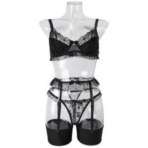 Women's Heavy Craft Embroidery Lace Sexy Lingerie Set